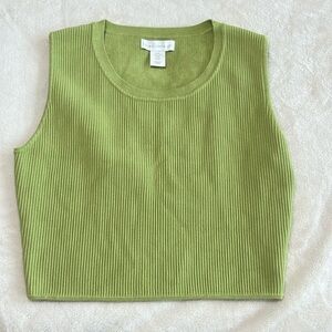 House of Harlow 1960 Ribbed Knit Crop Tank Top Green Size XL